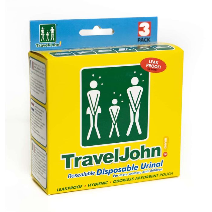 Travel John Plastic Resealable Disposable Urinal - Pack of 3