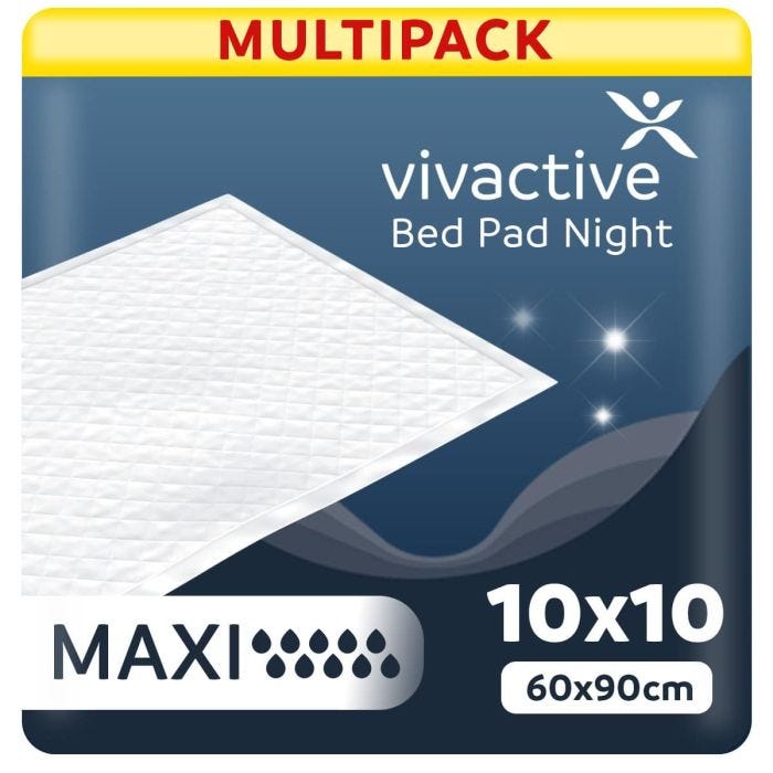 Multipack 10x Vivactive Bed Pad Night Maxi 60x90cm (2800ml) 10 Pack