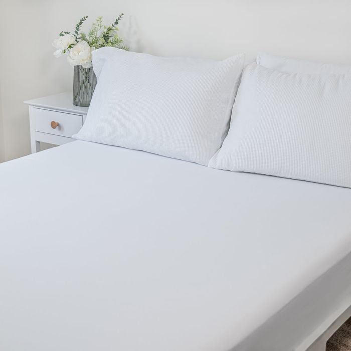 100% Cotton Waterproof Fitted Mattress Protector Double - protector on mattress