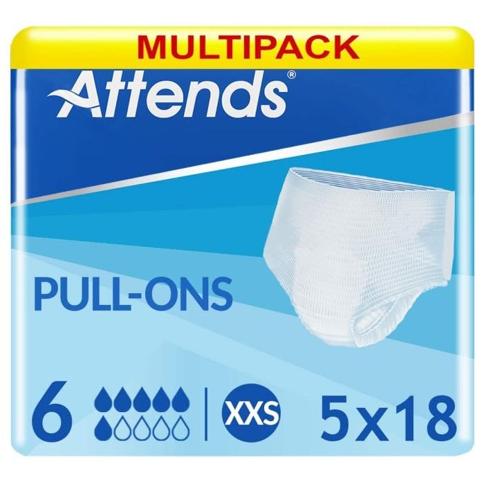 Multipack 4x Attends Pull-Ons 6 XX Small (1519ml) 18 Pack - multi mobile