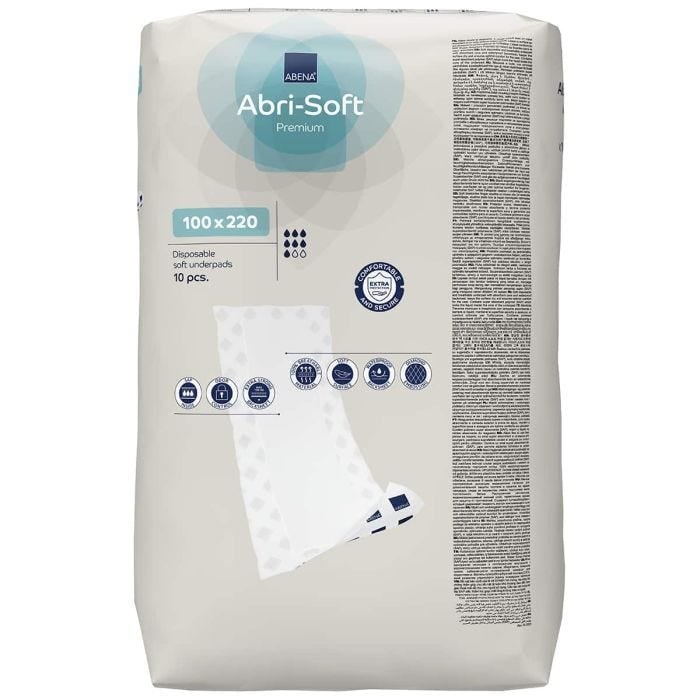 Multipack 2x Abena Abri-Soft Premium Underpad 100x220cm (4500ml) 10 Pack