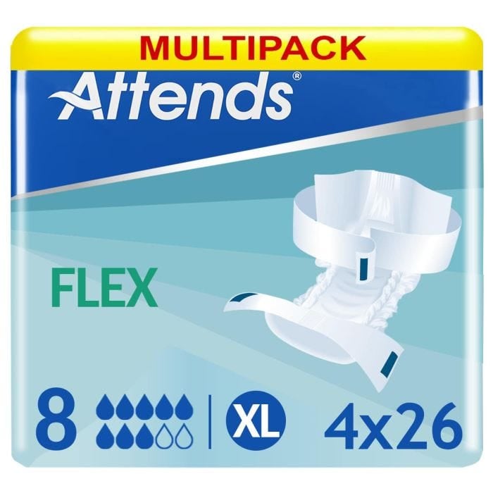 Multipack 4x Attends Flex 8 X Large (2419ml) 26 Pack - multi mobile