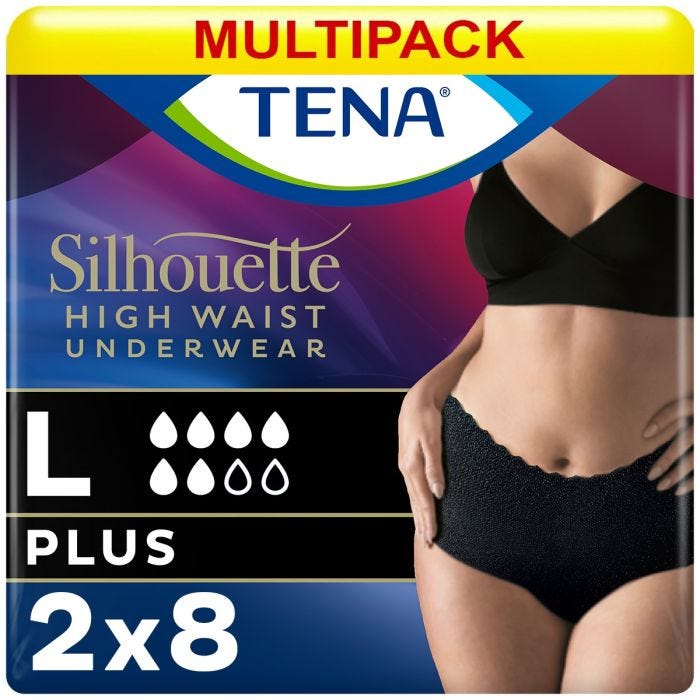 Multipack 2x TENA Silhouette Plus High Waist Pants Noir Large (1010ml) 8 Pack