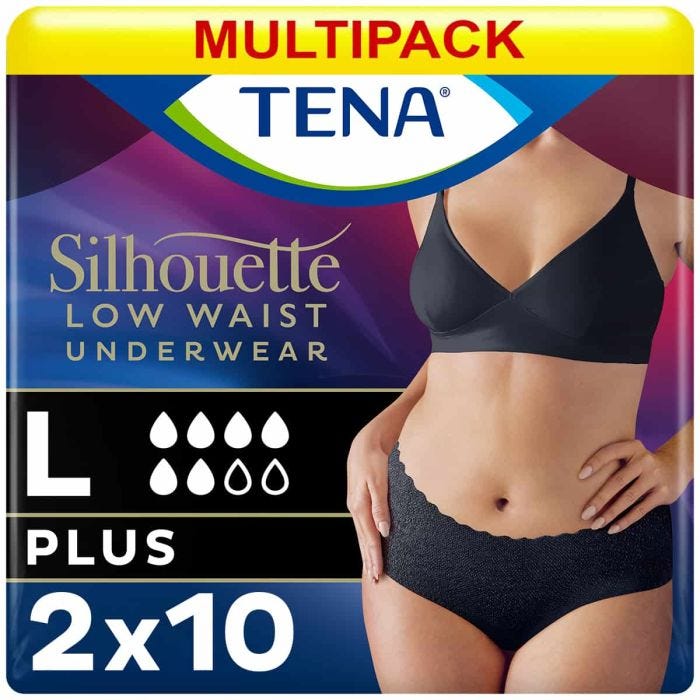 Multipack 2x TENA Silhouette Plus Low Waist Pants Noir Large (750ml) 10 Pack