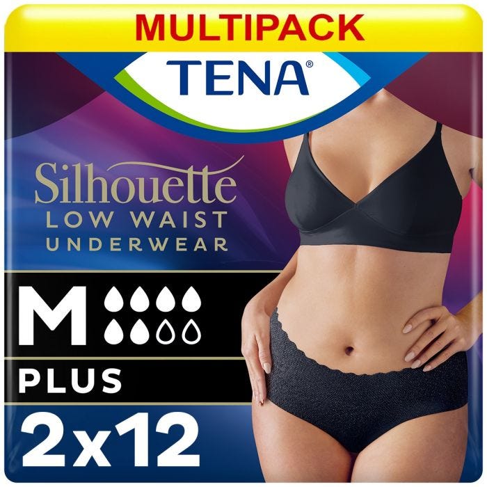 Multipack 2x TENA Silhouette Plus Low Waist Pants Noir Medium (750ml) 12 Pack