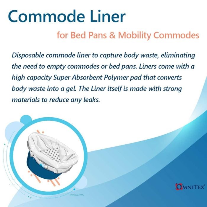 Omnitex Disposable Commode and Bed Pan Liner Bags (2500ml) 20 Pack