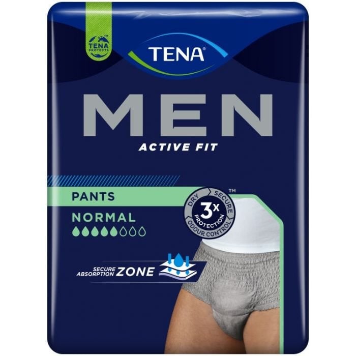 Multipack 4x TENA Men Active Fit Pants Normal Grey Small/Medium (850ml) 12 Pack - pack