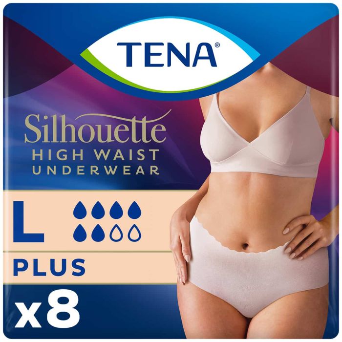 TENA Silhouette Plus High Waist Pants Cream Large (1010ml) 8 Pack