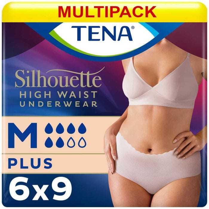 Multipack 6x TENA Silhouette Plus High Waist Pants Cream Medium (1010ml) 9 Pack