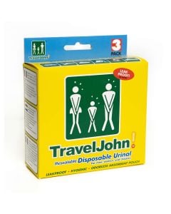 Travel John Plastic Resealable Disposable Urinal - Pack of 3