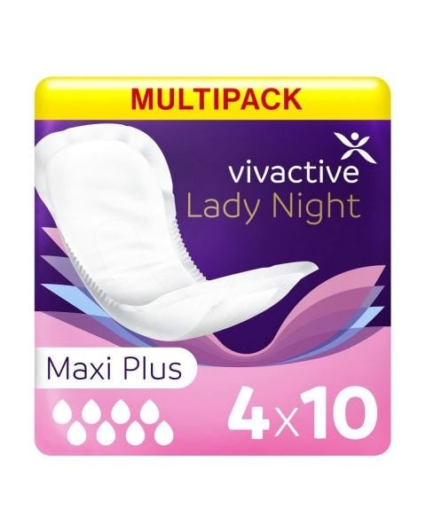 Multipack 4x Vivactive Lady Night Maxi Plus Pads (1000ml) 10 Pack