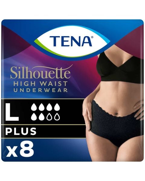 TENA Silhouette Plus High Waist Pants Black Large (1010ml) 8 Pack