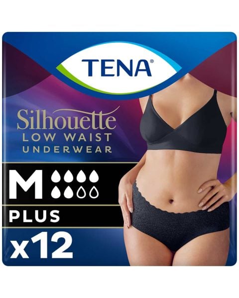 TENA Silhouette Plus Low Waist Pants Noir Medium (750ml) 12 Pack